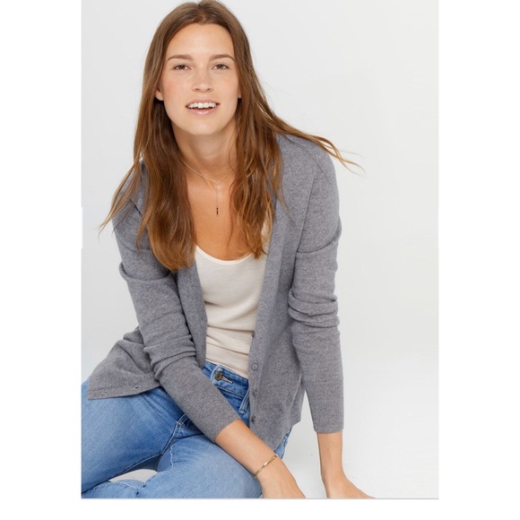 Inhabit Sweaters - INHABIT GREY CASHMERE V NECK CARDIGAN SIZE S